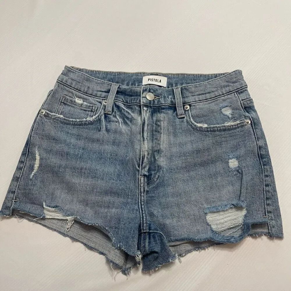 PISTOLA Destroyed Distressed Denim Shorts Size 27